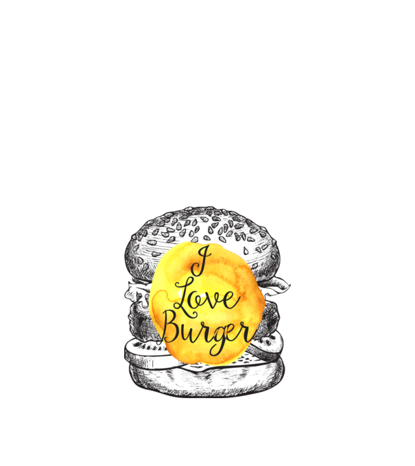 I love burger model alb pe tricou