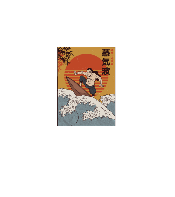 Samurai Surf model negru pe tricou