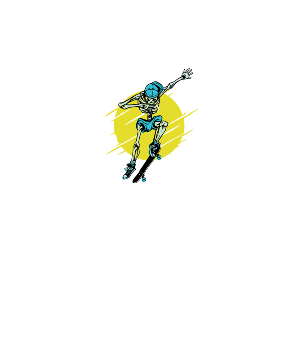 Schelet Skateboarder model gri pe tricou