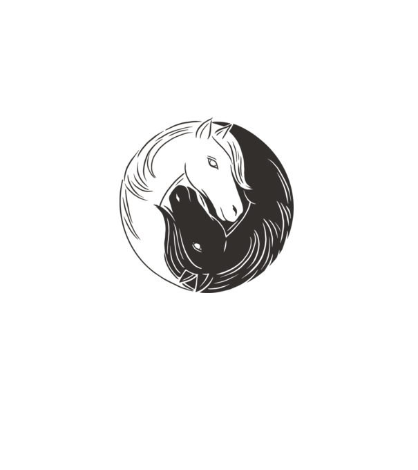 Călăreț Yin Yang model alb pe tricou