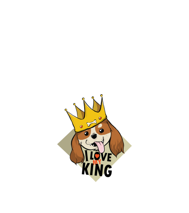 I love my king - Cavalier King Charles tricou cu câine Cocker Spaniel model albastru închis pe tricou