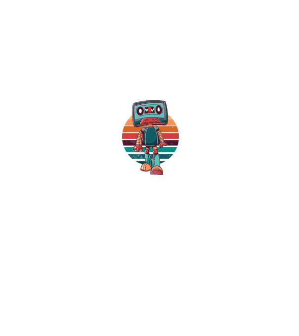 Robot Casetă retro model alb/roșu pe tricou