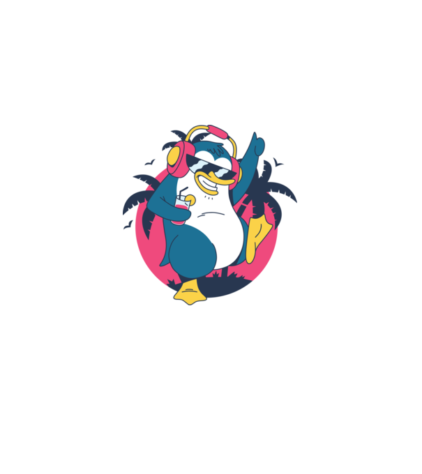 Pinguin de Petrecere model albastru deschis pe tricou
