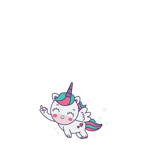Unicorn drăguț arată degetul model nisipiu pe tricou