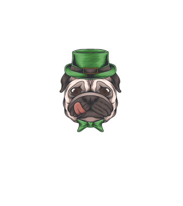 Mops Sfântul Patrick model negru pe tricou