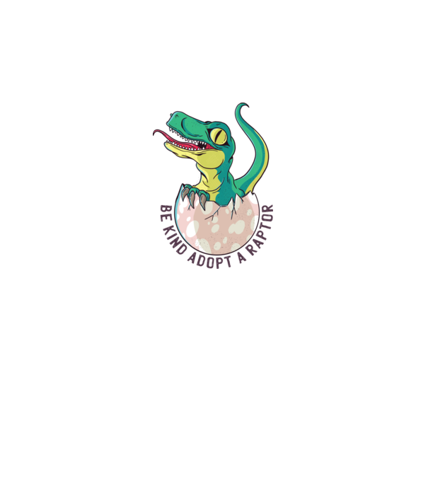Be kind adopt a Raptor tricou cu dinozaur model alb pe tricou