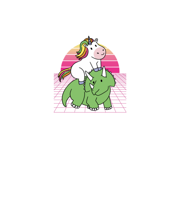 Unicorn pe dinozaur retro model mov pe tricou