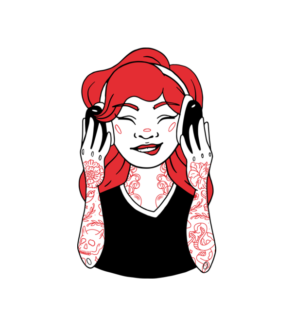 Fată Gamer tatuată model alb pe tricou