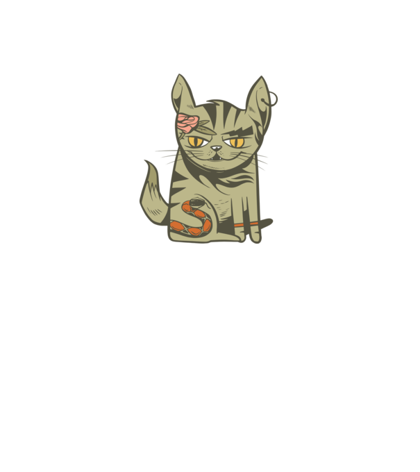 Pisoi tatuat model alb pe tricou