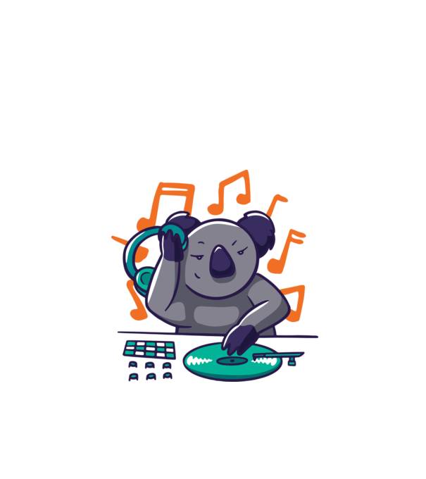 Koala DJ model alb pe tricou