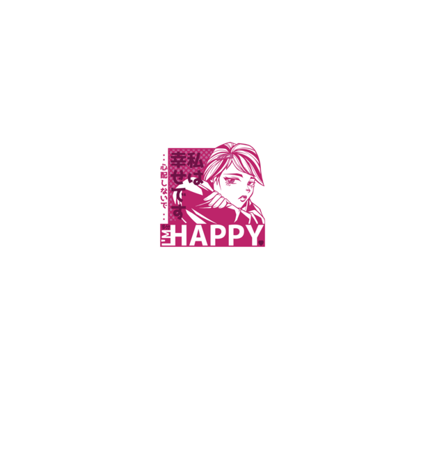 'I''m happy fată Anime antisocială' model negru pe tricou
