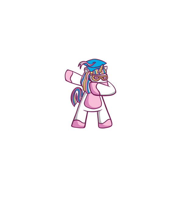 Unicorn Absolvent DAB model alb pe tricou