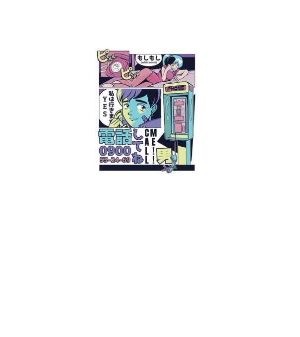Anime Vaporwave benzi desenate model alb pe tricou