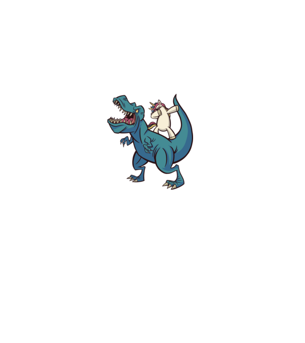Unicorn DAB T-rex model gri pe tricou