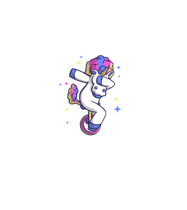 Unicorn pe monociclu model negru pe tricou