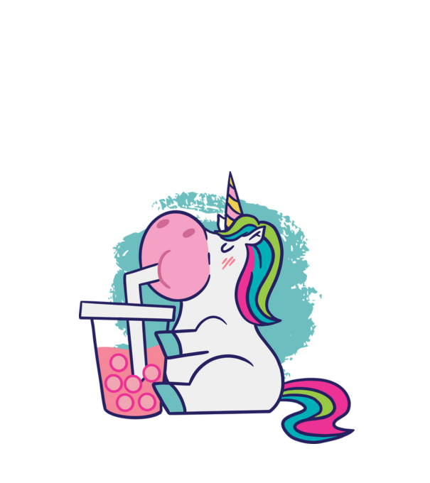 Unicorn Bubble Tea model alb pe tricou