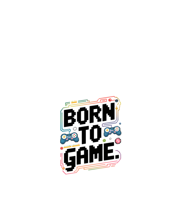 Born to Game Pixel Alb model alb pe tricou