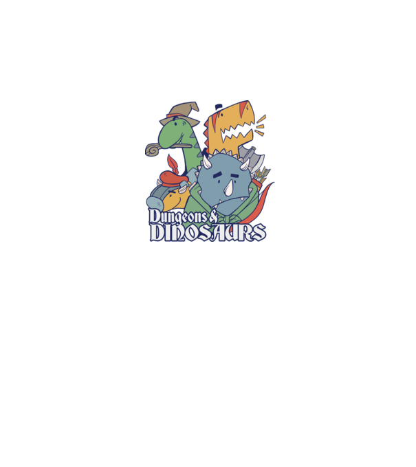Dungeons and Dinosaurs model albastru închis pe tricou