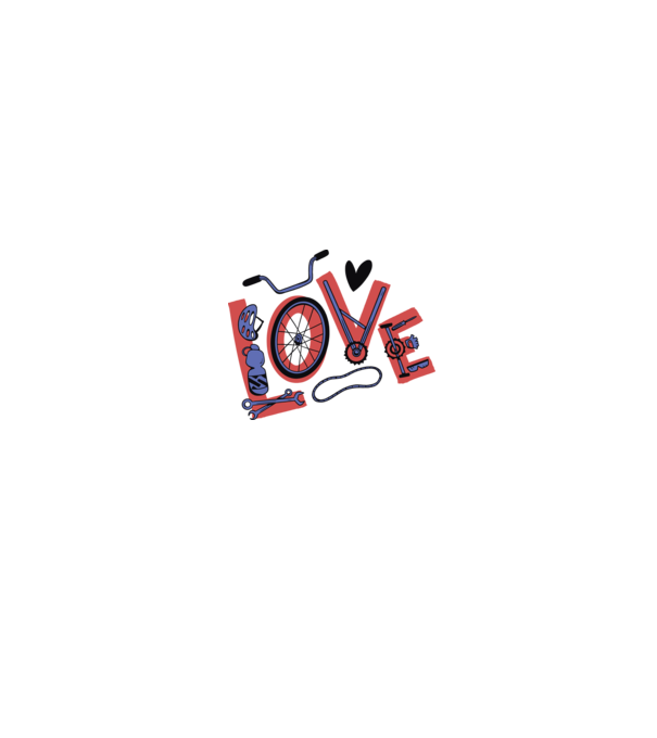 Love Bicicletă model alb pe tricou