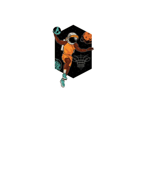 Astronaut Baschetbalist model negru pe tricou