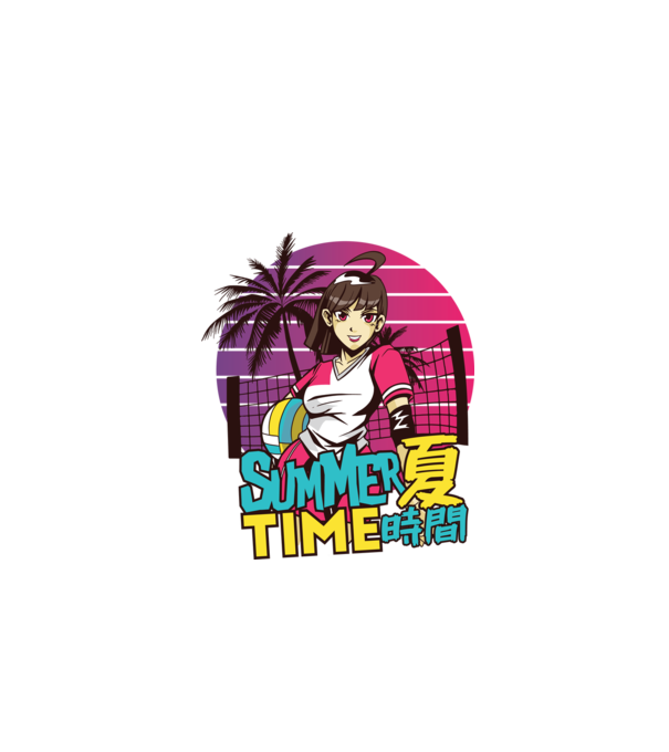 Summer Girl Anime Fată Manga model negru pe tricou