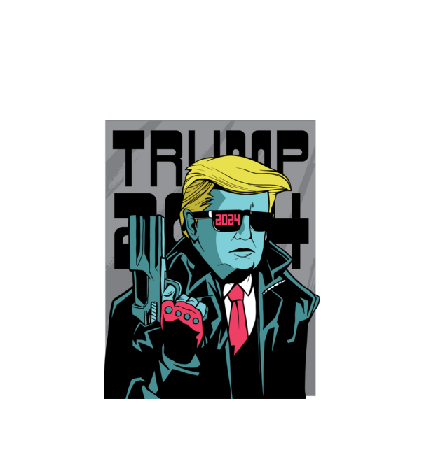 Trump Terminator 2024 model alb pe tricou
