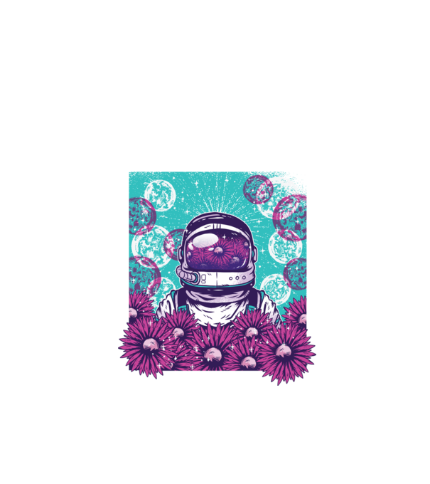 Floral Astronaut model negru pe tricou