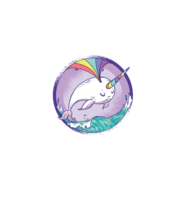 Unicorn drăguț Balenă - Narval model roz deschis pe tricou