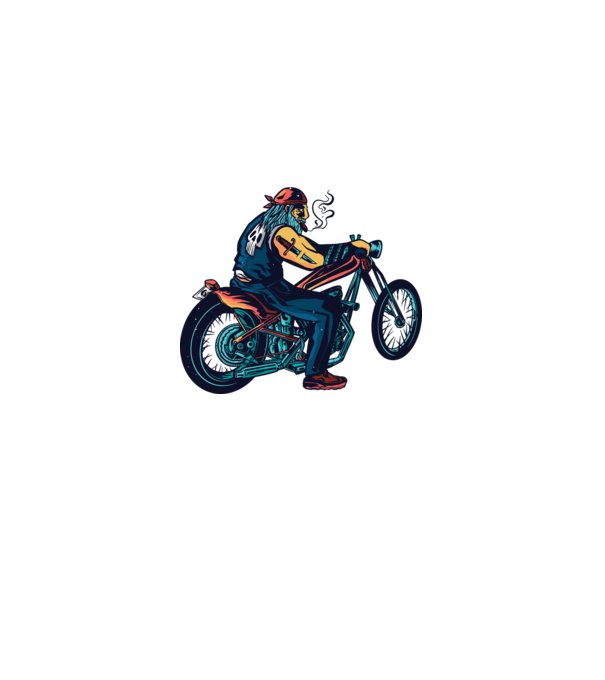 Motociclist Chopper model alb pe tricou