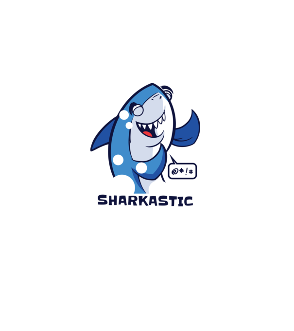 Sharkastic - Rechinul sarcastic model albastru deschis pe tricou