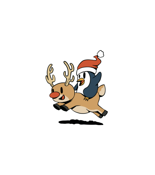 pinguin reindeer cristmas model alb pe tricou