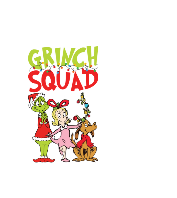 Grinch Squad model alb pe tricou