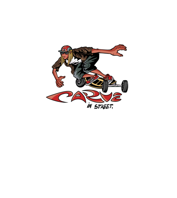 Carveboard Longboard model alb pe tricou