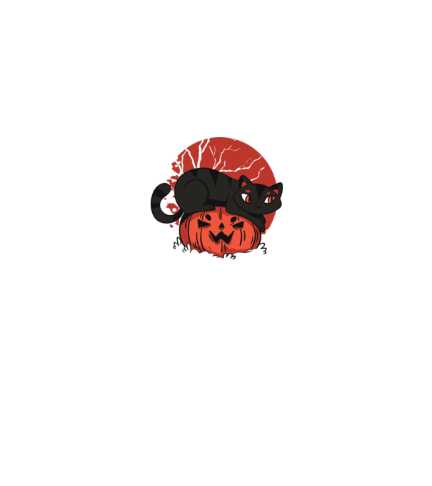 Pisică pe dovleac Halloween model negru pe tricou