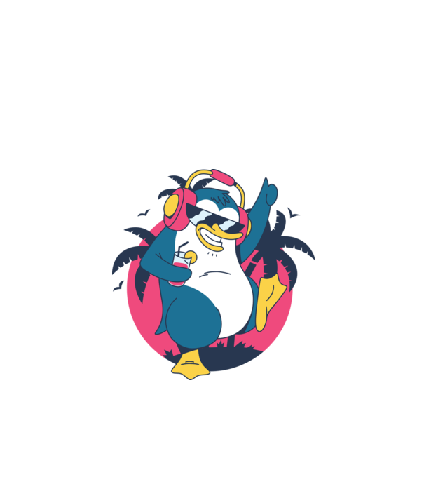 Pinguin de Petrecere model turcoaz pe tricou