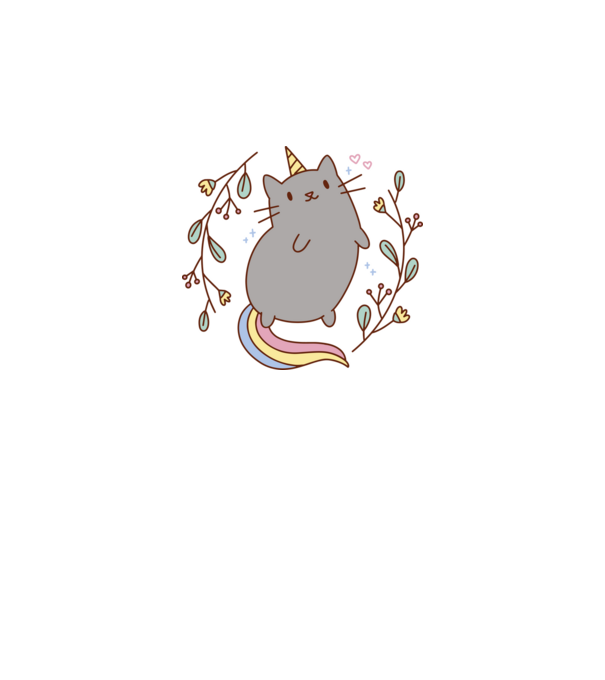 Pisică Unicorn model alb pe tricou