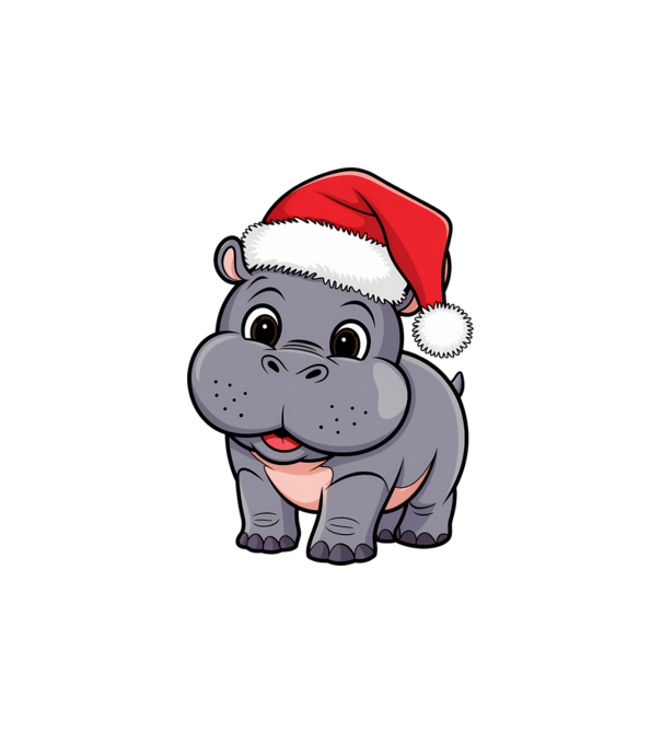 Crăciun Hippo model alb pe tricou