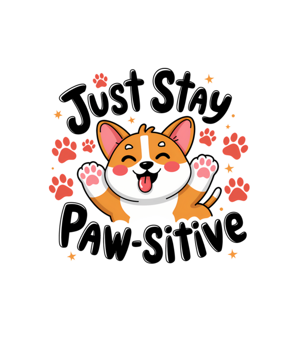 Just Stay Paw-sitive Alb model alb pe tricou