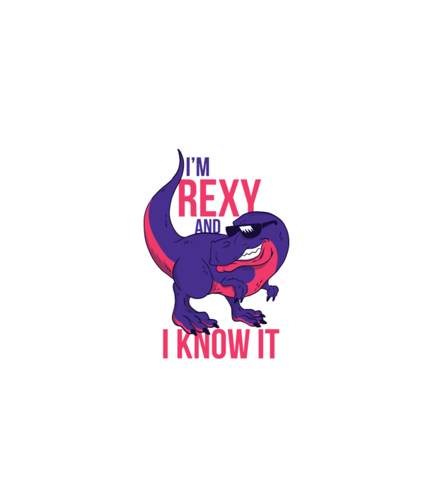 'I''m Rexy and I know it - tricou dinozaur amuzant' model alb pe tricou