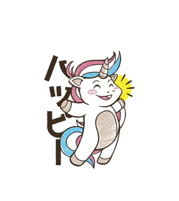 Kawaii unicorn model alb pe tricou
