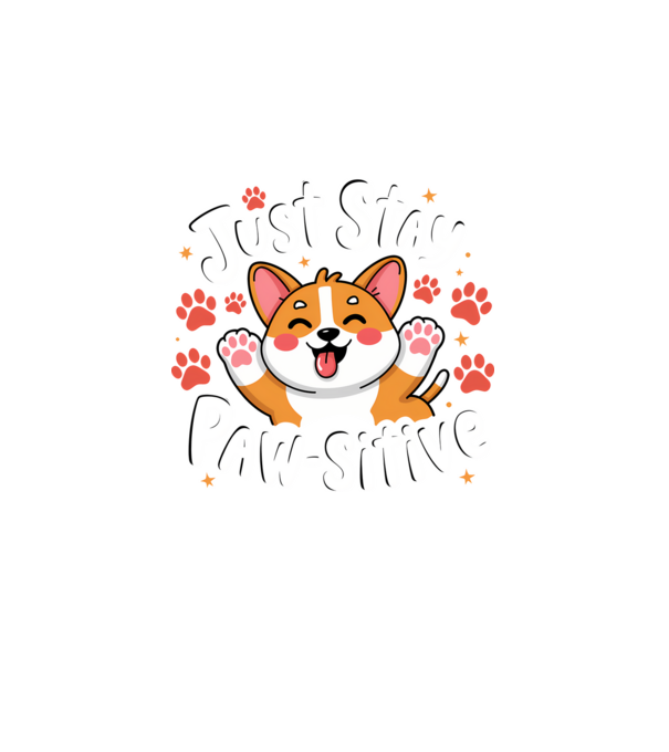 Just Stay Paw-sitive Negru model negru pe tricou