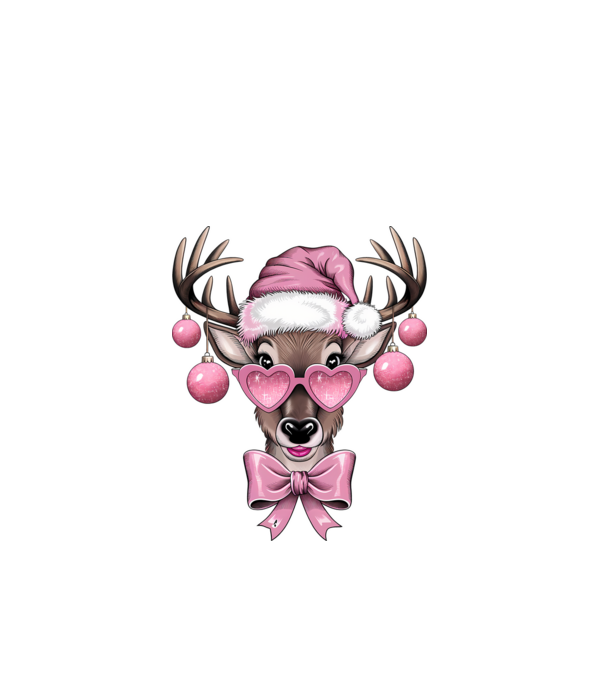 Pink Xmas Reindeer model alb pe tricou