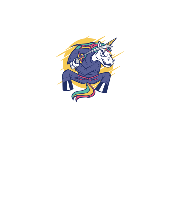 Unicorn Ninja model negru pe tricou