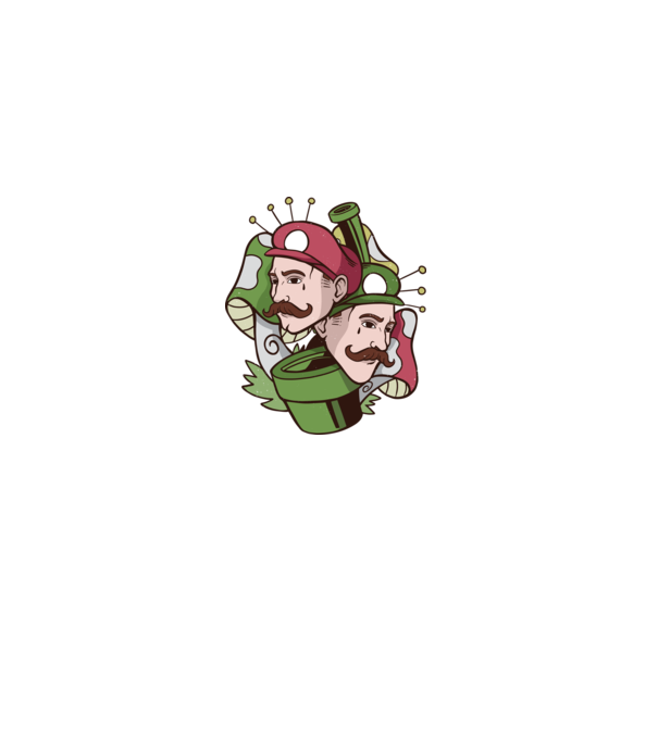 Mario și Luigi model alb pe tricou