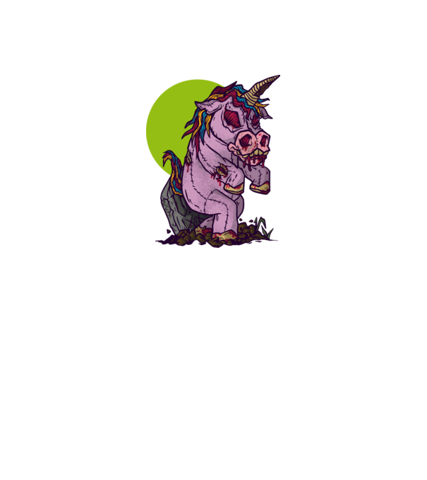 Zombie unicorn model negru pe tricou