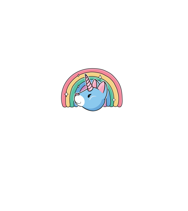Pisică Unicorn model albastru închis pe tricou