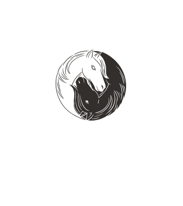 Călăreț Yin Yang model alb pe tricou