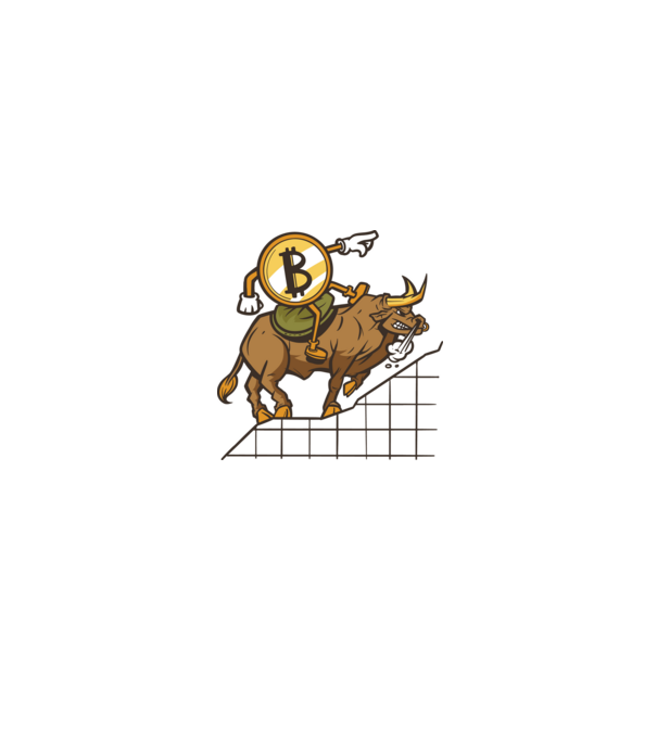 Taur Bitcoin model alb/roșu pe tricou