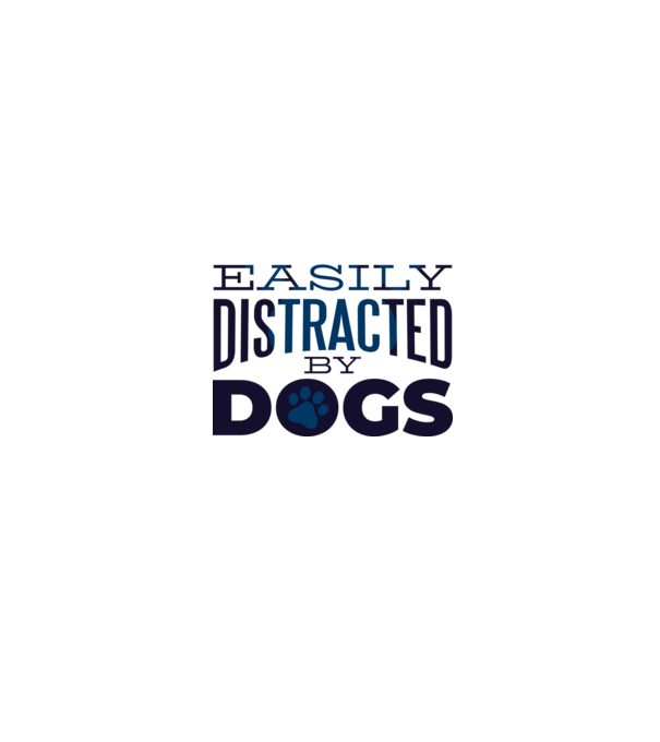 Easily Distracted By Dogs Tricou cu Câine amuzant model albastru jeanși pe tricou