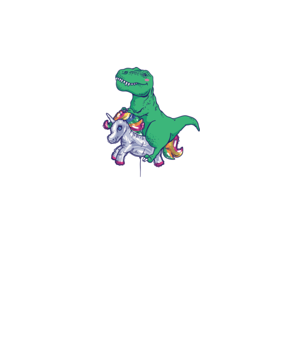 T-rex pe Unicorn balon model alb pe tricou